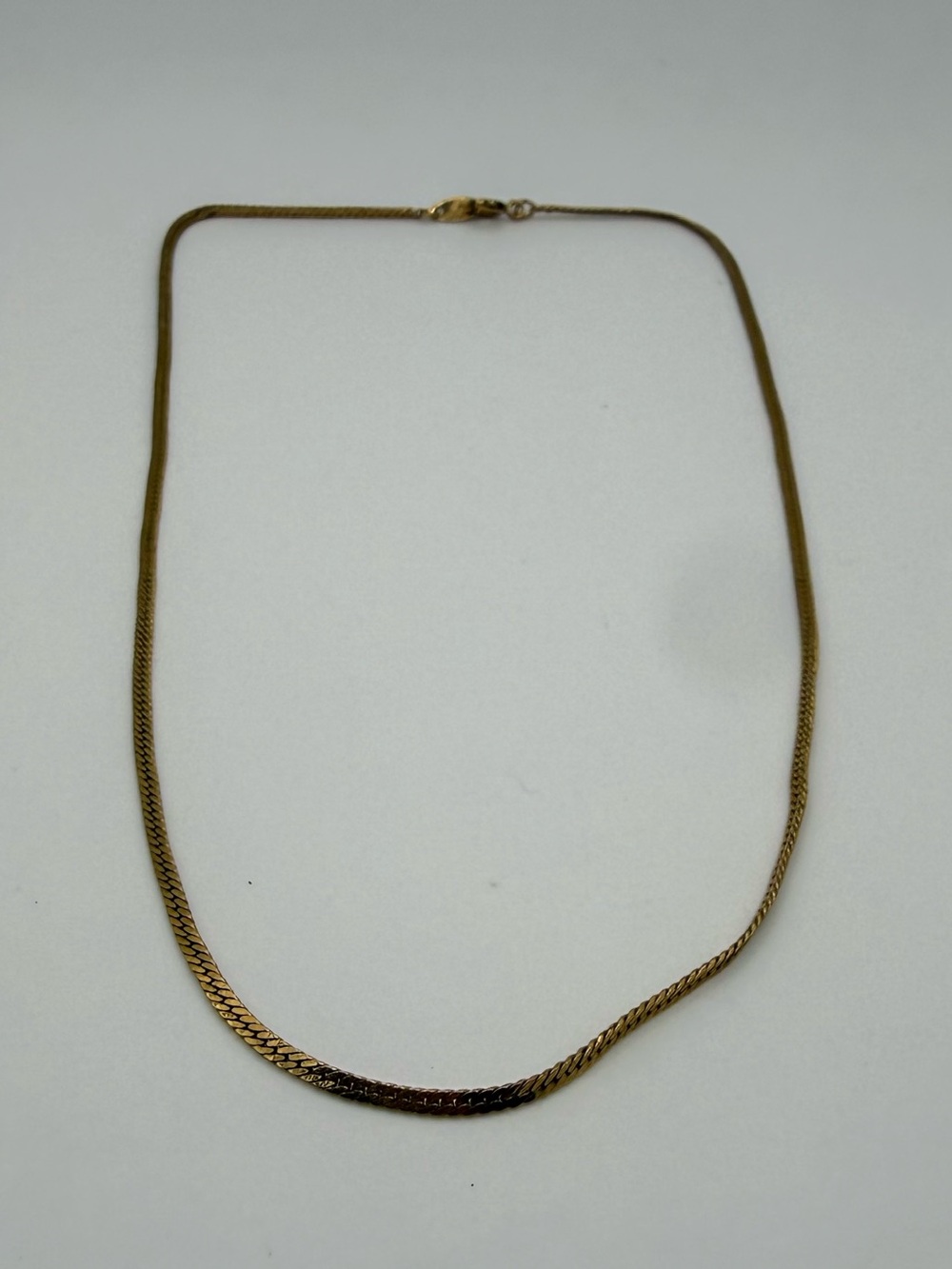 Vintage Trifari Gold Tone Herringbone Chain Necklace 16”